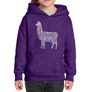 Llama Mama  - Girl's Word Art Hooded Sweatshirt
