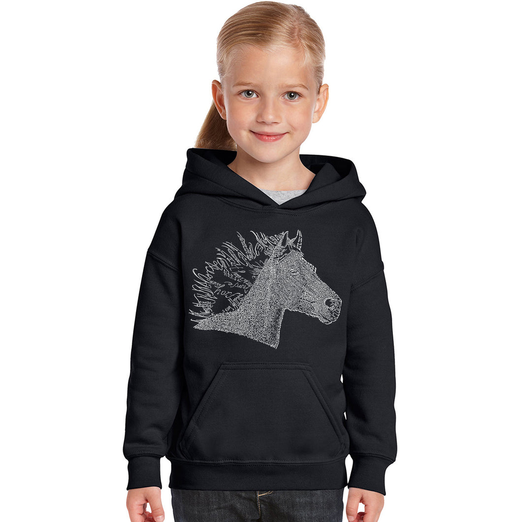 Horse Mane - Girl's Word Art Hooded Sweatshirt