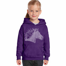Load image into Gallery viewer, Horse Mane - Girl&#39;s Word Art Hooded Sweatshirt