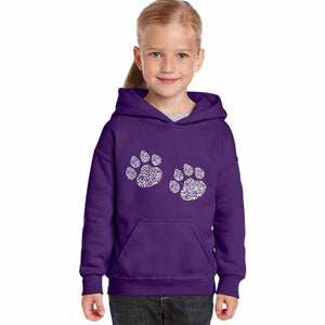 Meow Cat Prints - Girl's Word Art Hooded Sweatshirt