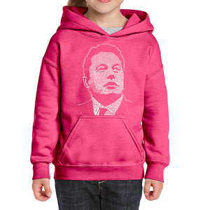 Elon Musk  - Girl's Word Art Hooded Sweatshirt