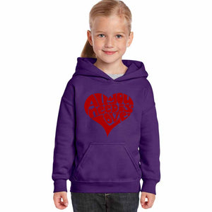 All You Need Is Love - Girl's Word Art Hooded Sweatshirt