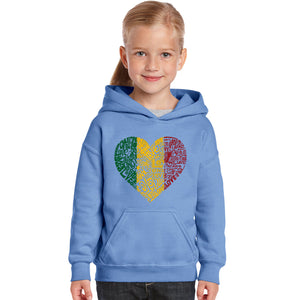 One Love Heart - Girl's Word Art Hooded Sweatshirt