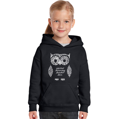Owl - Girl's Word Art Hooded Sweatshirt