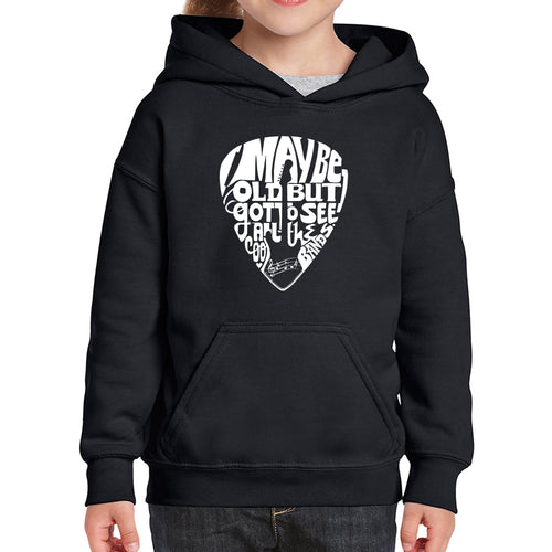 Guitar Pick  - Girl's Word Art Hooded Sweatshirt