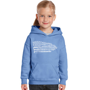 Pledge of Allegiance Flag  - Girl's Word Art Hooded Sweatshirt