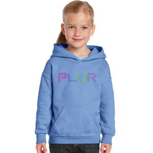 PLUR - Girl's Word Art Hooded Sweatshirt