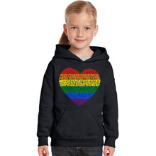Load image into Gallery viewer, Pride Heart - Girl&#39;s Word Art Hooded Sweatshirt