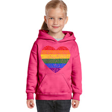 Load image into Gallery viewer, Pride Heart - Girl&#39;s Word Art Hooded Sweatshirt