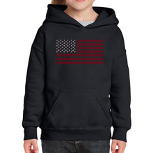 Load image into Gallery viewer, Proud To Be An American - Girl&#39;s Word Art Hooded Sweatshirt