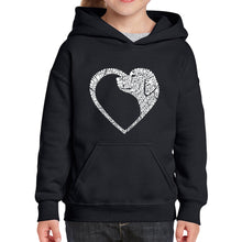 Load image into Gallery viewer, Dog Heart - Girl&#39;s Word Art Hooded Sweatshirt
