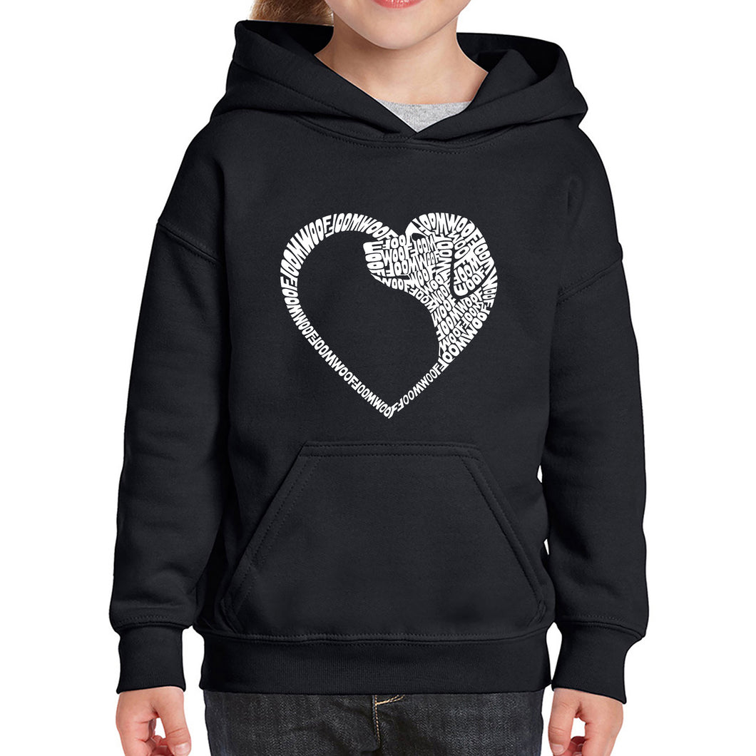 Dog Heart - Girl's Word Art Hooded Sweatshirt