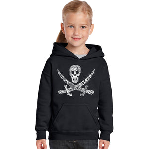 PIRATE CAPTAINS, SHIPS AND IMAGERY - Girl's Word Art Hooded Sweatshirt