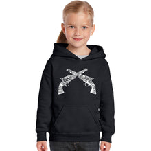 Load image into Gallery viewer, CROSSED PISTOLS - Girl&#39;s Word Art Hooded Sweatshirt