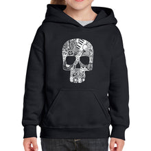 Load image into Gallery viewer, Rock n Roll Skull - Girl&#39;s Word Art Hooded Sweatshirt