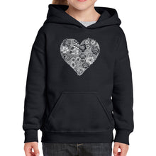 Load image into Gallery viewer, Heart Flowers  - Girl&#39;s Word Art Hooded Sweatshirt
