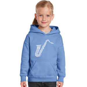 Sax - Girl's Word Art Hooded Sweatshirt
