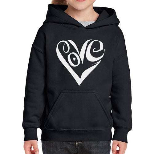 Script Love Heart  - Girl's Word Art Hooded Sweatshirt