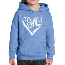 Load image into Gallery viewer, Script Love Heart  - Girl&#39;s Word Art Hooded Sweatshirt