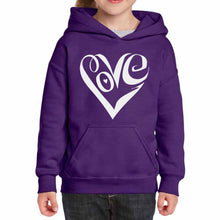 Load image into Gallery viewer, Script Love Heart  - Girl&#39;s Word Art Hooded Sweatshirt