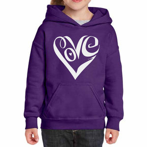 Script Love Heart  - Girl's Word Art Hooded Sweatshirt