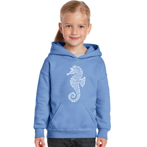 Types of Seahorse - Girl's Word Art Hooded Sweatshirt