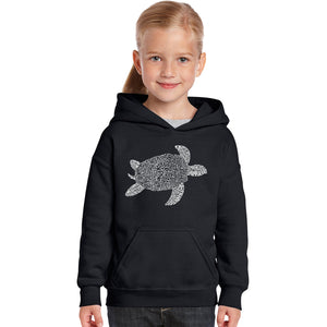 Turtle - Girl's Word Art Hooded Sweatshirt