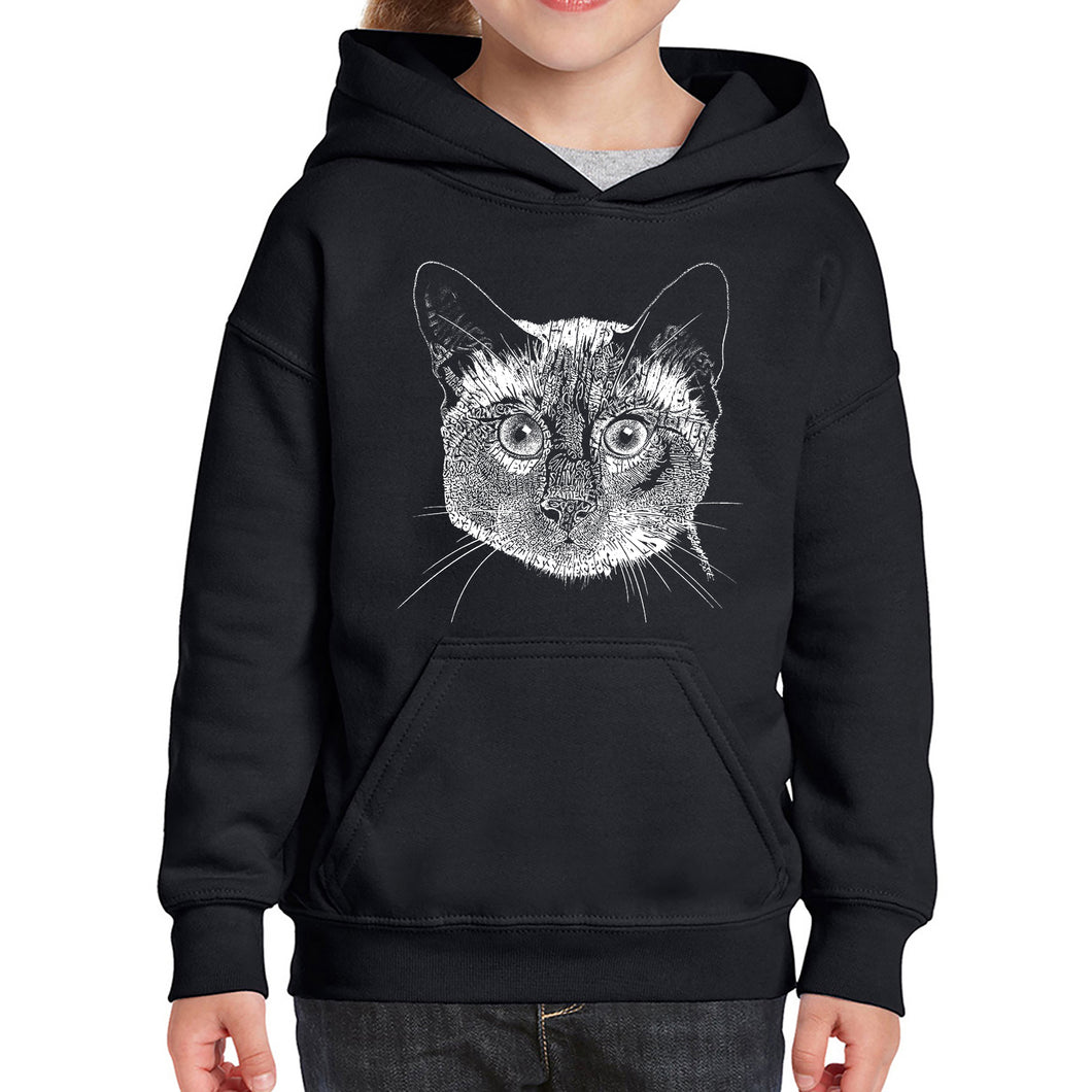 Siamese Cat  - Girl's Word Art Hooded Sweatshirt