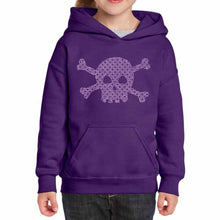 Load image into Gallery viewer, XOXO Skull  - Girl&#39;s Word Art Hooded Sweatshirt