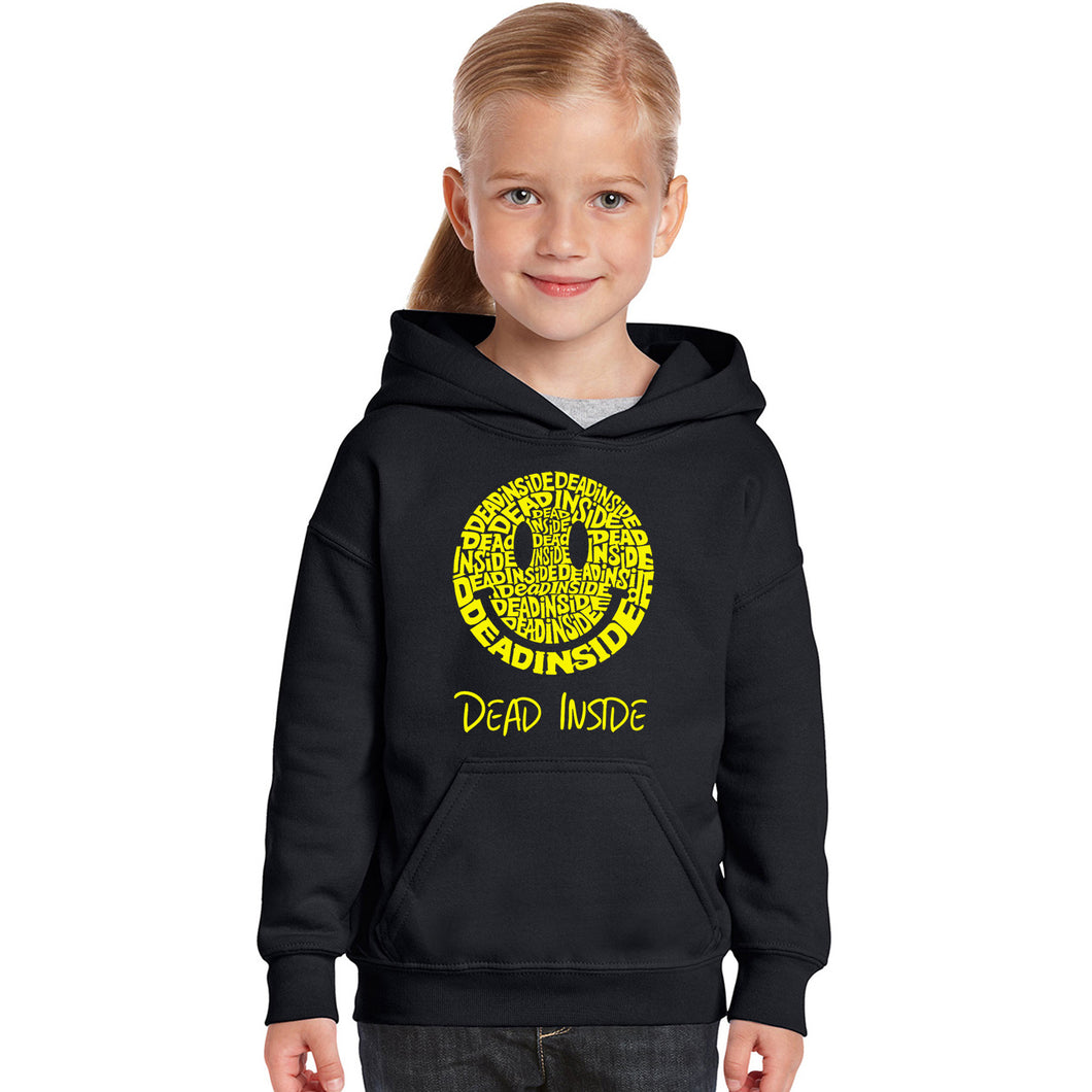 Dead Inside Smile - Girl's Word Art Hooded Sweatshirt