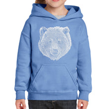 Load image into Gallery viewer, Bear Face  - Girl&#39;s Word Art Hooded Sweatshirt