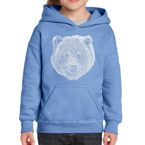 Bear Face  - Girl's Word Art Hooded Sweatshirt