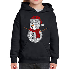 Load image into Gallery viewer, Christmas Snowman - Girl&#39;s Word Art Hooded Sweatshirt