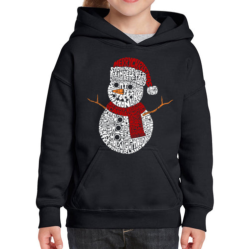Christmas Snowman - Girl's Word Art Hooded Sweatshirt