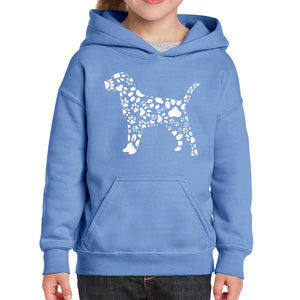 Dog Paw Prints  - Girl's Word Art Hooded Sweatshirt