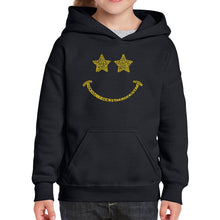 Load image into Gallery viewer, Rockstar Smiley  - Girl&#39;s Word Art Hooded Sweatshirt