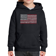 Load image into Gallery viewer, 50 States USA Flag  - Girl&#39;s Word Art Hooded Sweatshirt