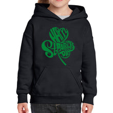 Load image into Gallery viewer, St Patricks Day Shamrock  - Girl&#39;s Word Art Hooded Sweatshirt