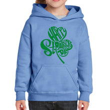 Load image into Gallery viewer, St Patricks Day Shamrock  - Girl&#39;s Word Art Hooded Sweatshirt