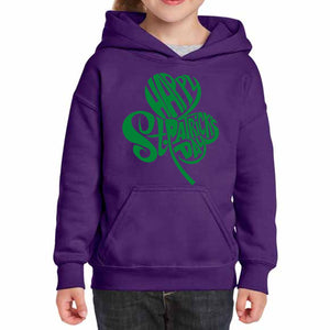St Patricks Day Shamrock  - Girl's Word Art Hooded Sweatshirt