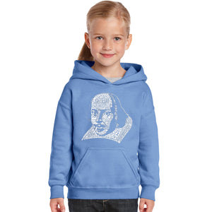 THE TITLES OF ALL OF WILLIAM SHAKESPEARE'S COMEDIES & TRAGEDIES - Girl's Word Art Hooded Sweatshirt