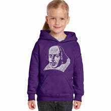 Load image into Gallery viewer, THE TITLES OF ALL OF WILLIAM SHAKESPEARE&#39;S COMEDIES &amp; TRAGEDIES - Girl&#39;s Word Art Hooded Sweatshirt