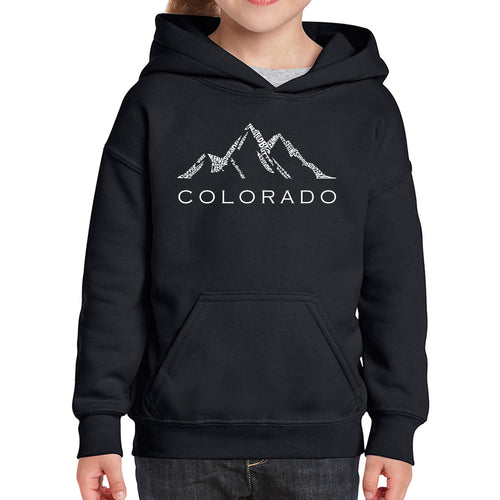 Colorado Ski Towns  - Girl's Word Art Hooded Sweatshirt
