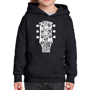 Guitar Head Music Genres  - Girl's Word Art Hooded Sweatshirt