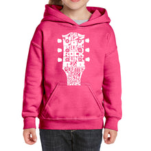 Load image into Gallery viewer, Guitar Head Music Genres  - Girl&#39;s Word Art Hooded Sweatshirt