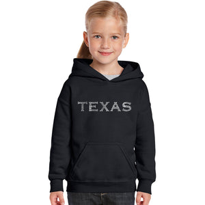 THE GREAT CITIES OF TEXAS - Girl's Word Art Hooded Sweatshirt