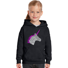 Load image into Gallery viewer, Unicorn - Girl&#39;s Word Art Hooded Sweatshirt
