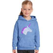 Load image into Gallery viewer, Unicorn - Girl&#39;s Word Art Hooded Sweatshirt