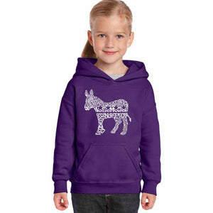 I Vote Democrat - Girl's Word Art Hooded Sweatshirt