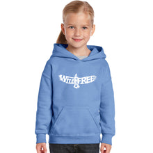 Load image into Gallery viewer, Wild and Free Eagle - Girl&#39;s Word Art Hooded Sweatshirt